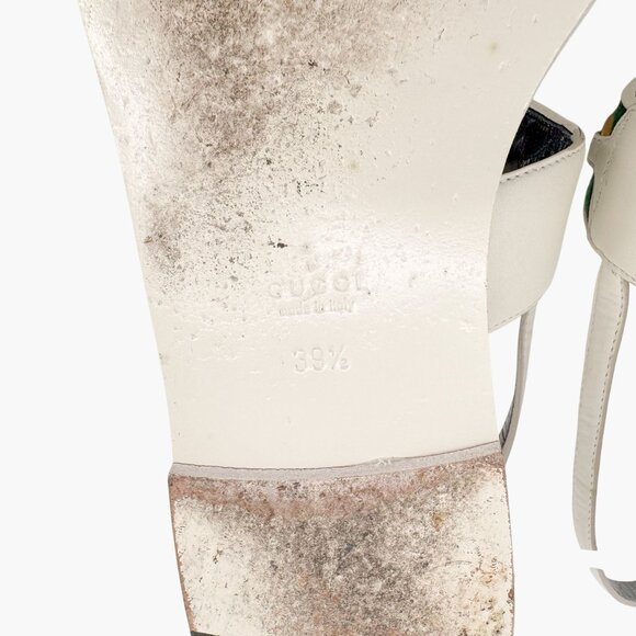 Gucci Jakarta GG T-Strap Flat Sandals Size 39.5 US 9.5 White Interlock Thong - Picture 13 of 14
